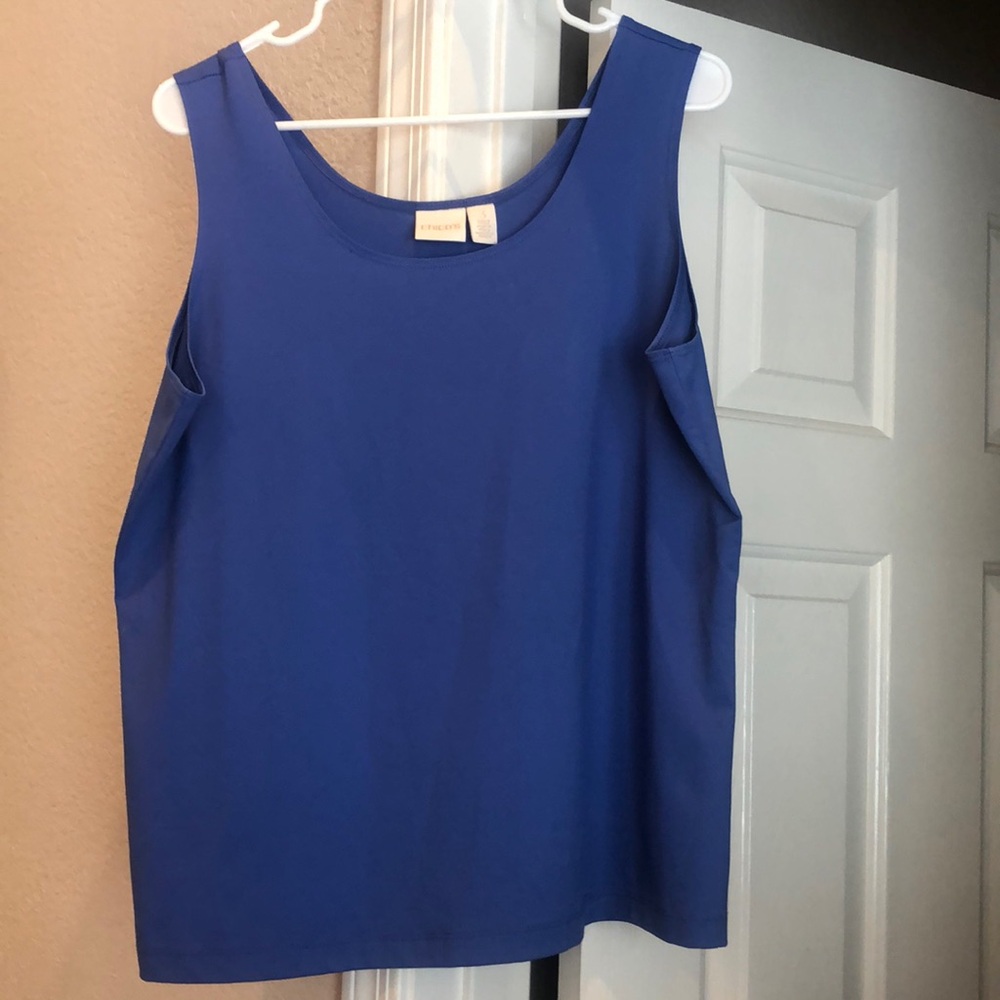 Chicos Woman’s Size 3 Blue Sleeveless Tank Cami Top Nylon Spandex.